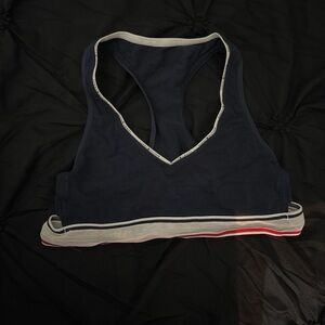 Tommy Hilfiger Navy and White Sports Bra